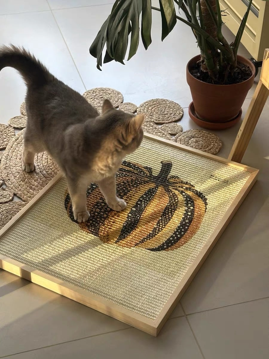 Collaboration Series: White-Based Pumpkin Art Frame Sisal Cat Scratcher