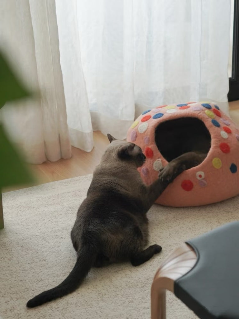 Rainbow Candy Wool Handmade Cave Cat House
