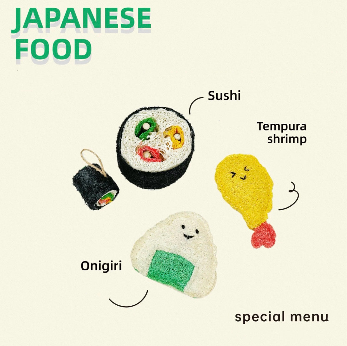 Pet Bistro Japanese Meal Set: Sushi, Tempura Shrimp & Onigiri