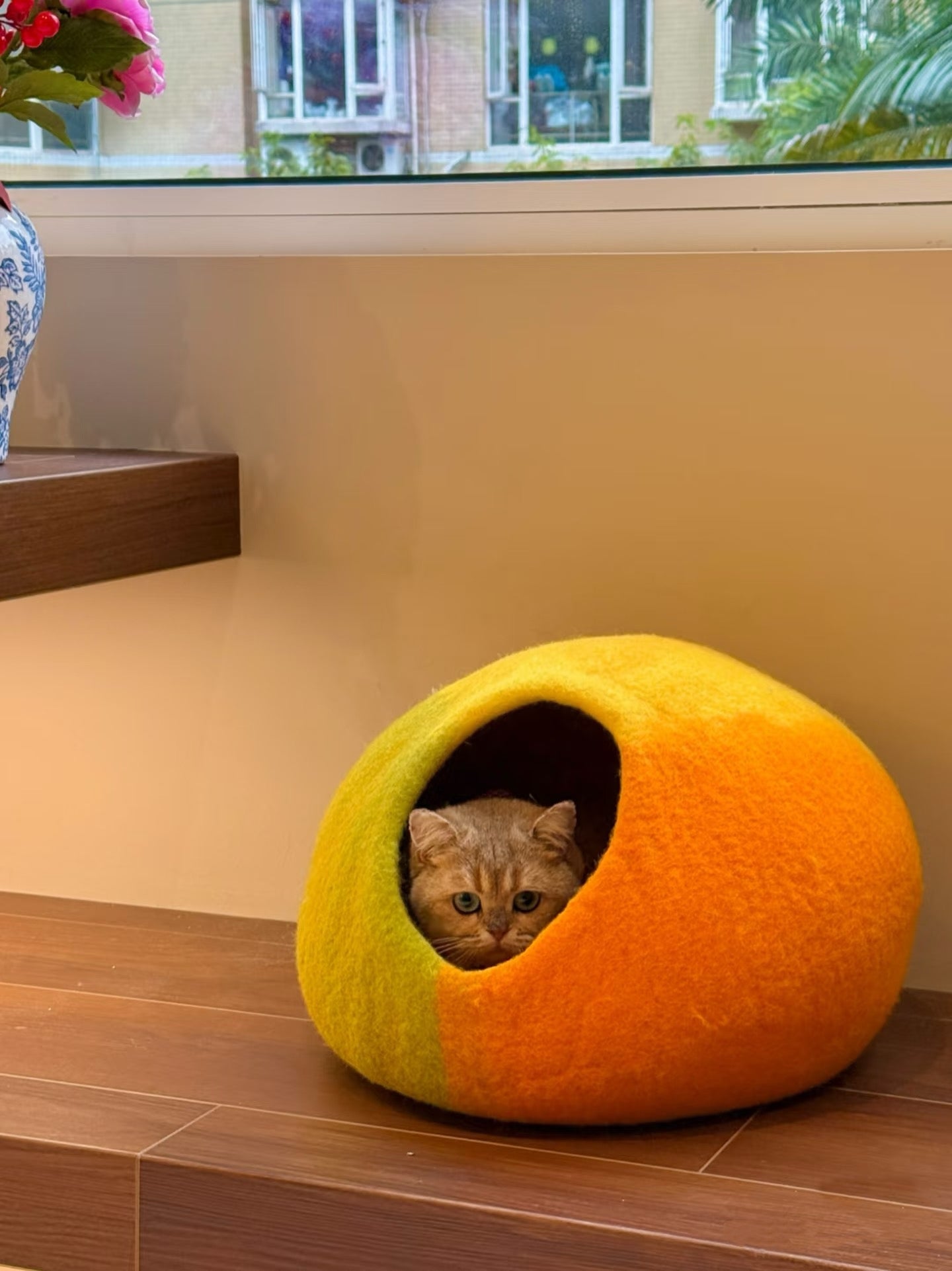 Amalfi Lemon Wool Handmade Cave Cat House