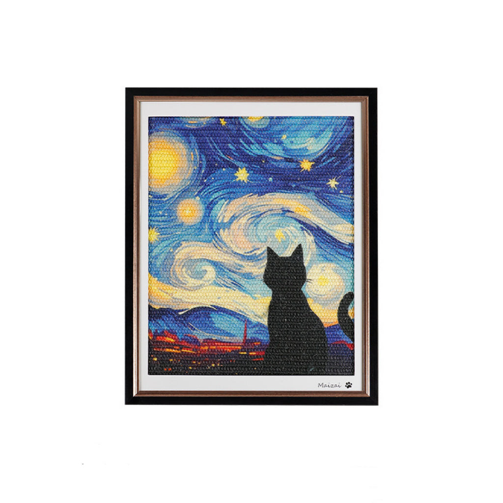Starry Sky & Cat Art Frame Sisal Cat Scratcher