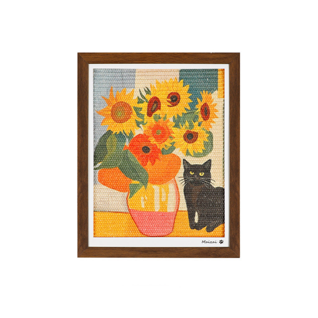 Sunflower & Cat Art Frame Sisal Cat Scratcher