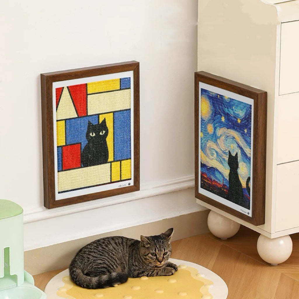 Geometric Cat Art Frame Sisal Cat Scratcher