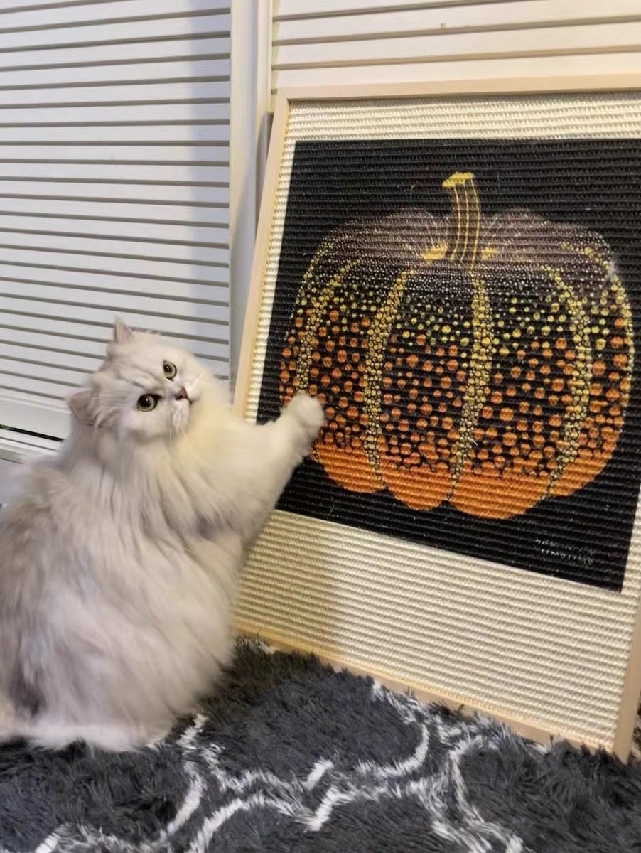 Collaboration Series: Black-Based Gradient Pumpkin Art Frame Sisal Cat Scratcher