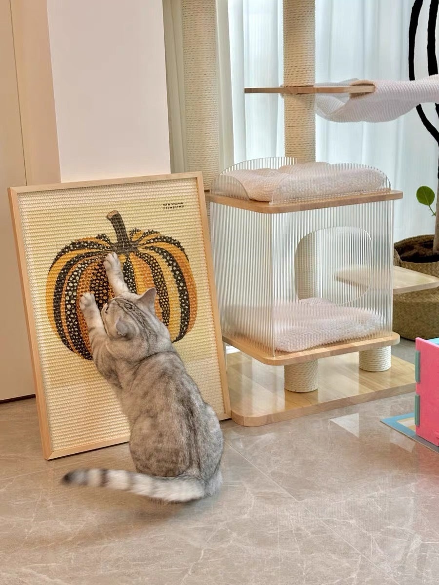 Collaboration Series: White-Based Pumpkin Art Frame Sisal Cat Scratcher