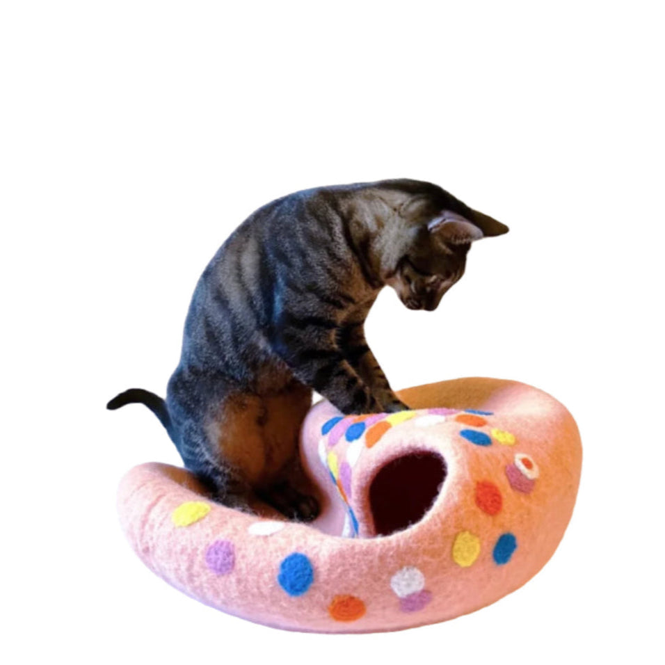 Rainbow Candy Wool Handmade Cave Cat House