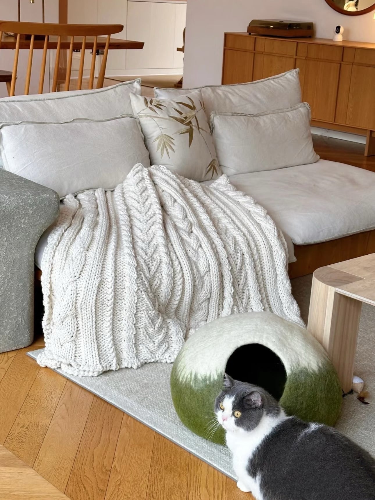 Forest Moss Wool Handmade Cave Cat House