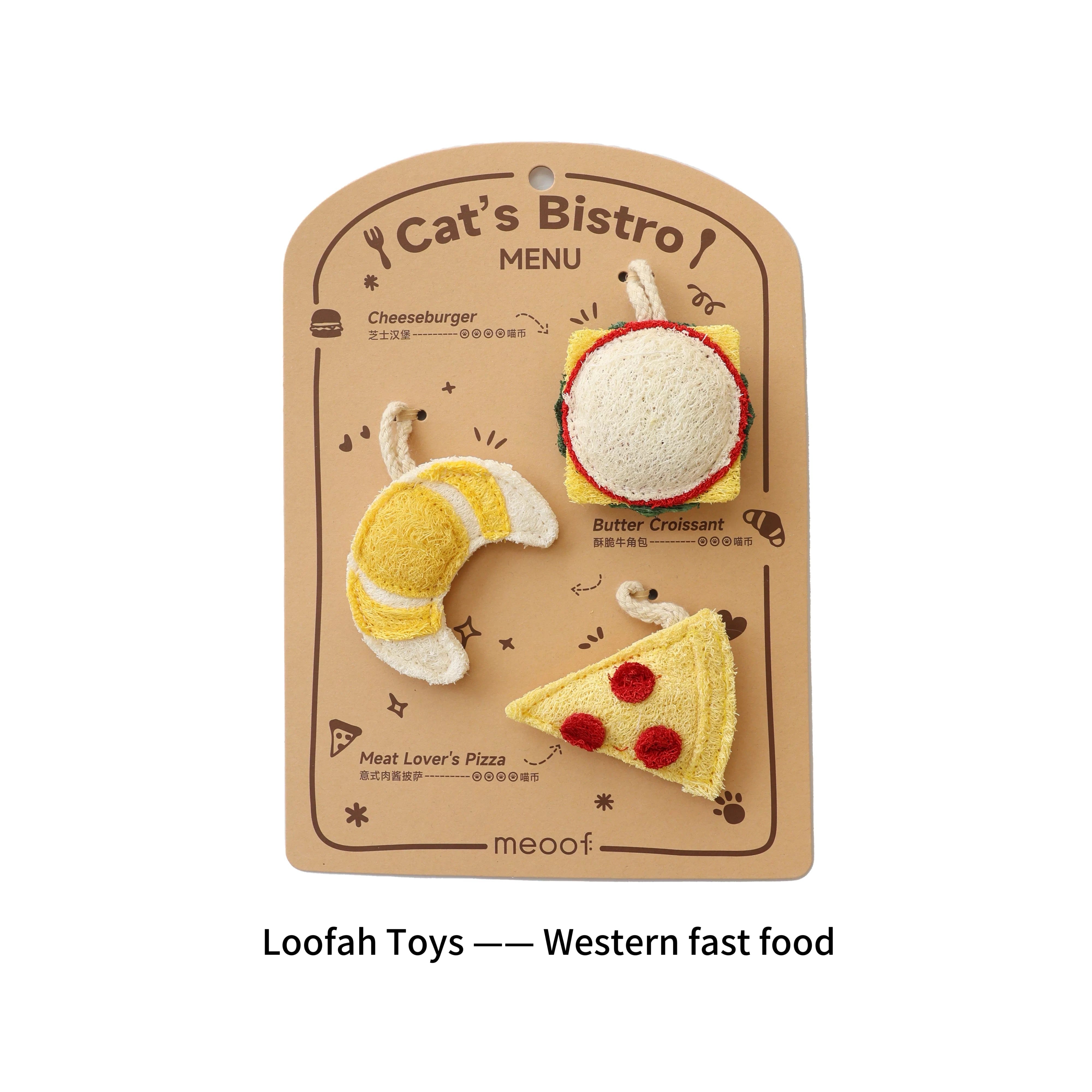 Pet Bistro Western Fast Food Set: Pizza, Butter Croissant & Cheeseburger