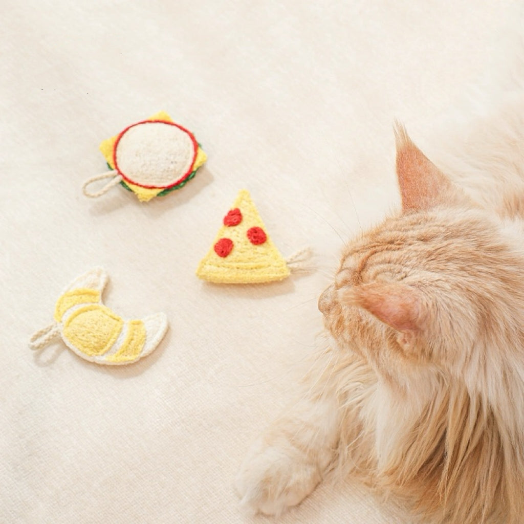 Pet Bistro Western Fast Food Set: Pizza, Butter Croissant & Cheeseburger
